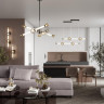 Люстра ODEON LIGHT KLIFF L-VISION ODL_EX24 23 LED 54W 3000K коньячный металл стекло акрил, черный хром белый дымчатый 5427/54CL